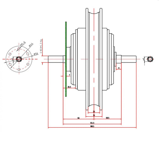 Motors:  12" Split Hub Motor (8" Motor), 48V 2kw, Single Phase Input