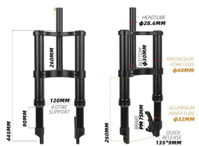 Fiido Q1 / Q1S: 12" Coil Forks