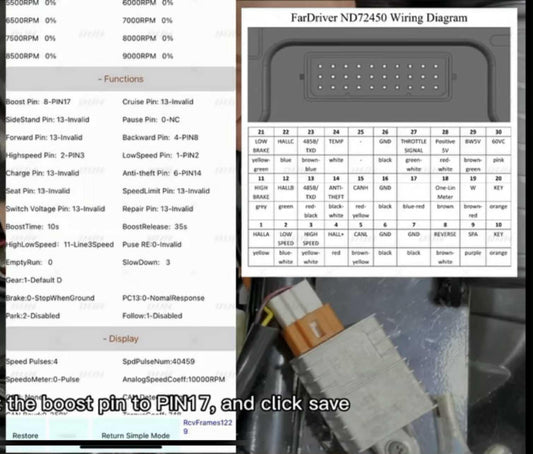 Elementos esenciales del controlador: interruptor de 3 velocidades precableado con botón de refuerzo/regeneración