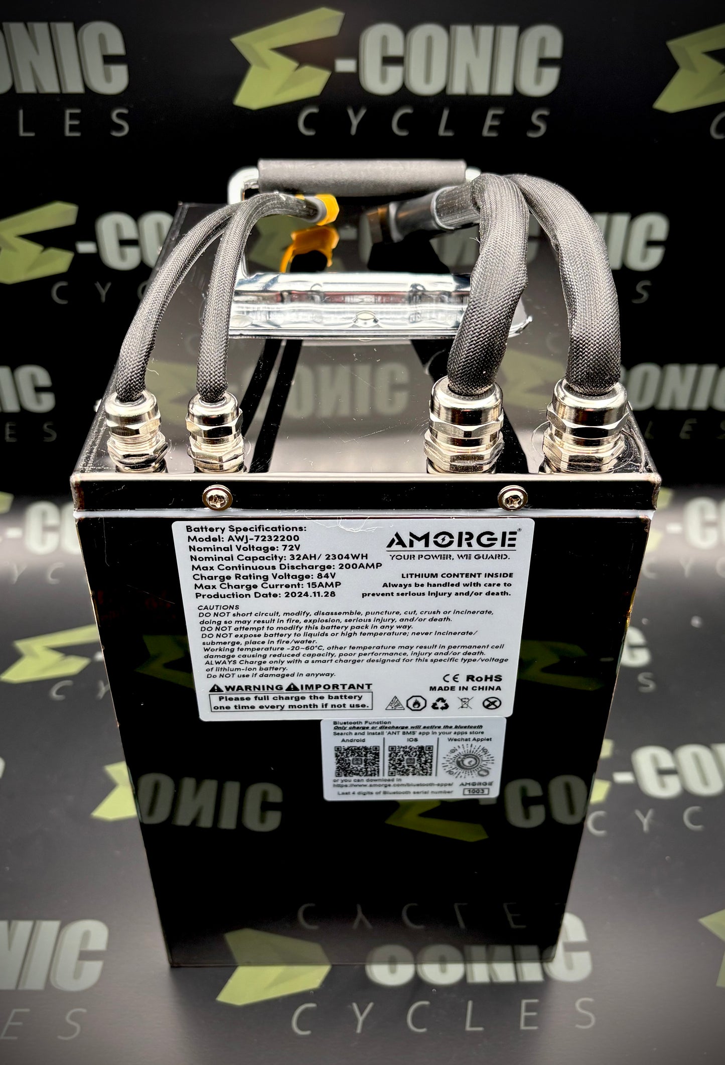 72V32AH (200A Continuous) Lithium Ion Battery Pack in Metal Case