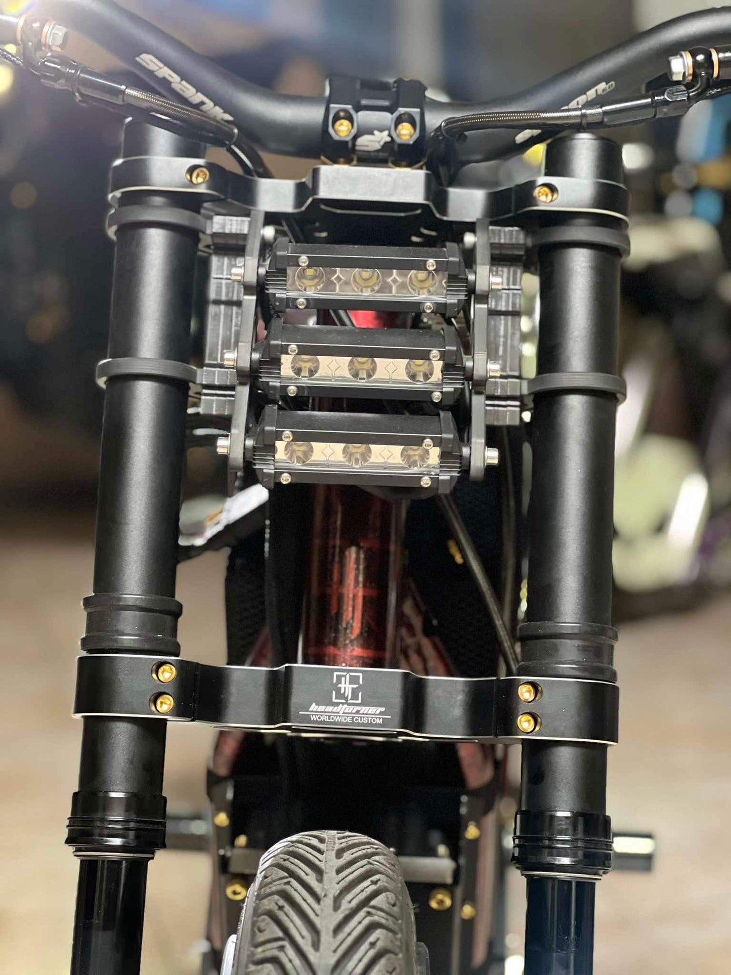 Triple Lighting (Lights) for Dual Crown Forks (41mm Tubes) by HeadTurner Worldwide Custom
