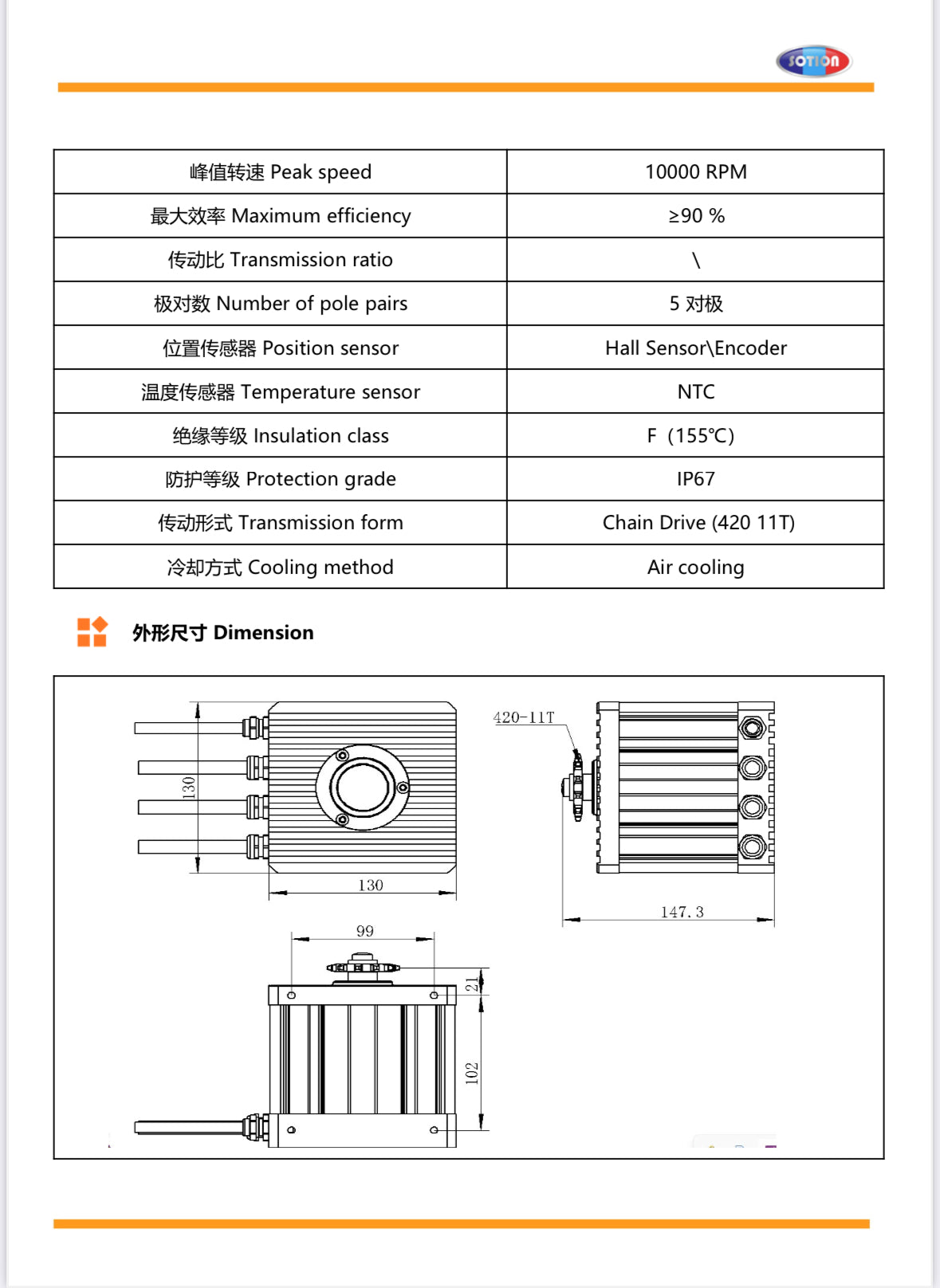 Sotion FW23 Motor w 420 12T Sprocket (Tuttio Soleil01) ENCODER