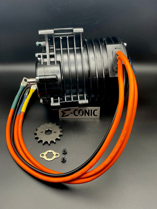 Motors:  QS138 v3, 70H, 72V 3kw Hall Sensor Motor w 428 Sprocket (14T)