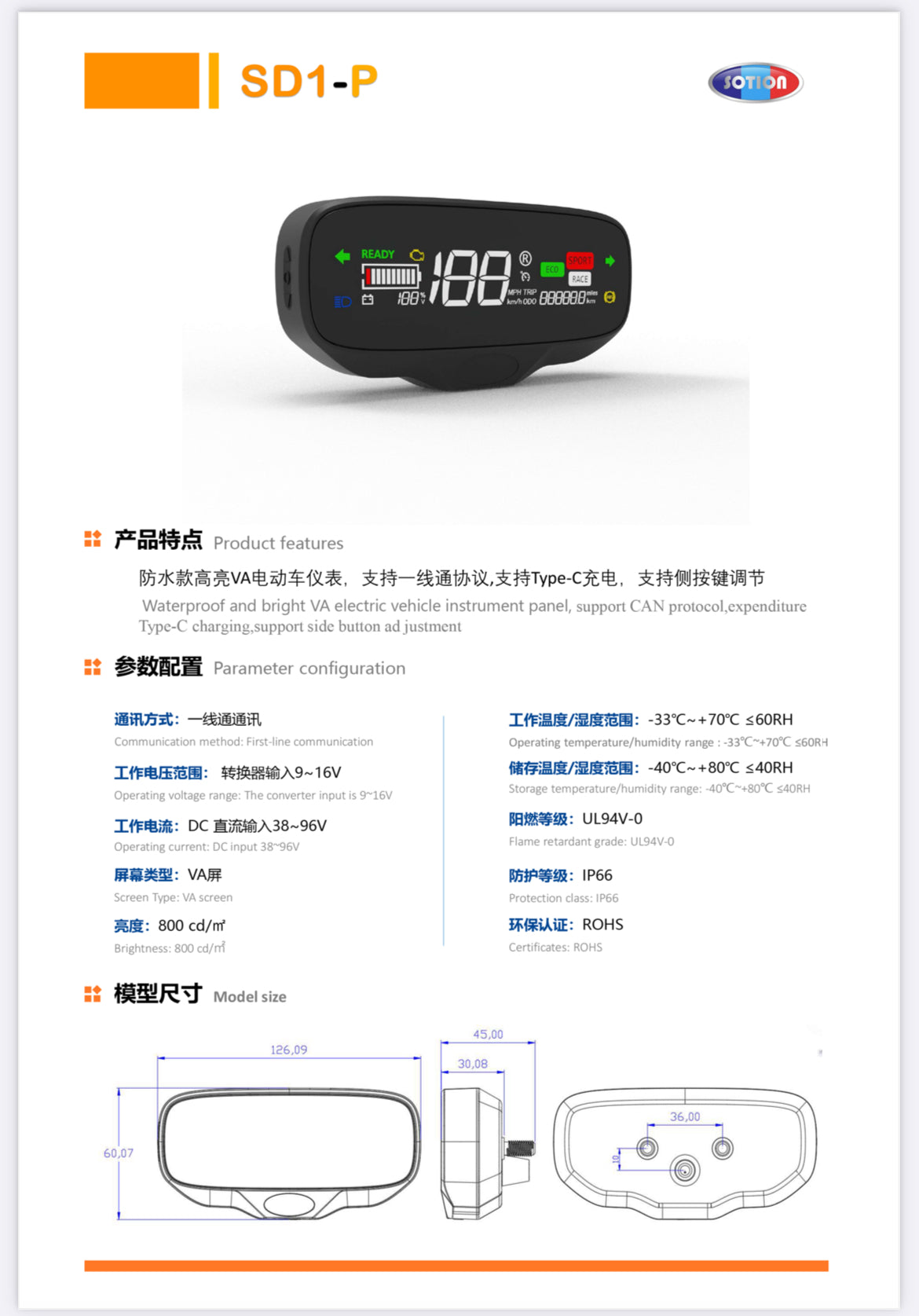 FarDriver Sinewave Controller: Sotion Display