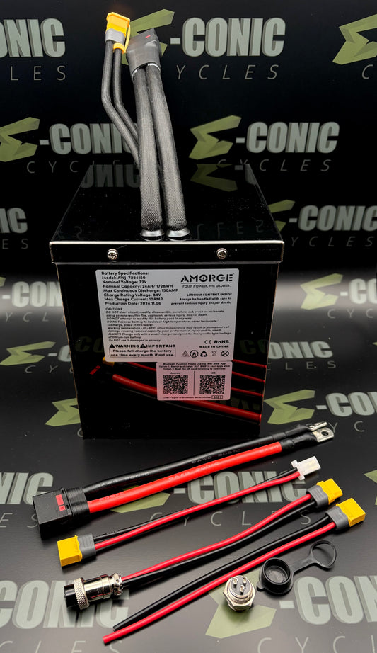 72V24AH (150A Continuous, 240A Peak) Lithium Ion Battery Pack w Metal Case (BombMoto B1)
