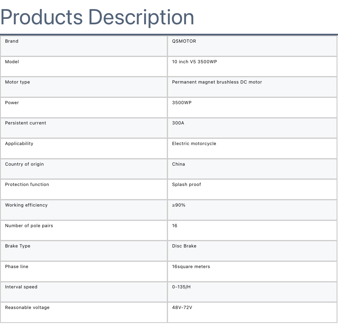 Motor de cubo de competición QS de 10", serie 3500WP V5, con neumático Shinko SR723 120/70/10
