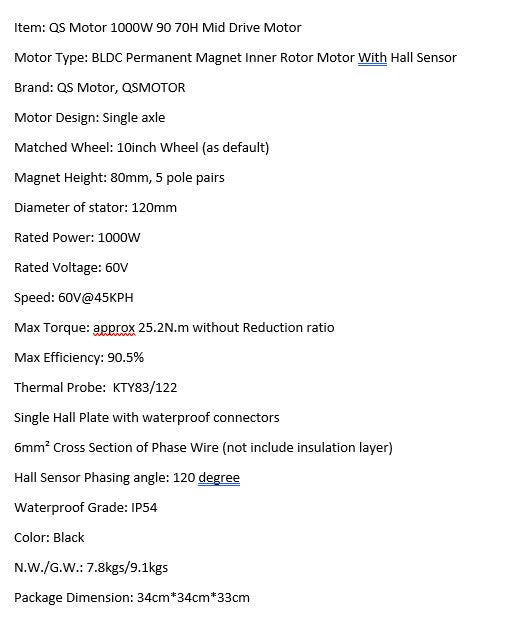 Motors: QS90 Motor w 428 Sprocket (Hall Version)