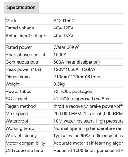 Moxin FOC Controller:  S1201500 Universal w 5" Screen
