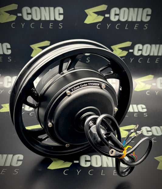 12" Hub Motor (8" Actual Motor), 72V 5000w, Dual Phase Inputs by HM Motors