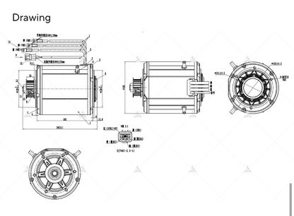 Motors:  QS138 90H 72V 4kw Hall Sensor, Liquid Cooled Motor w 428 Sprocket (14T)