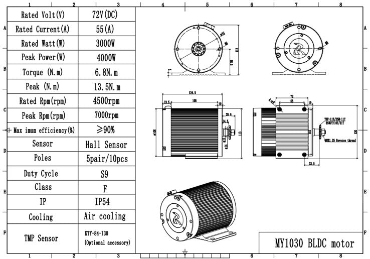 Motors:  Kunray MY1030+ (48V or 72V) (Upgrade to MY1020)
