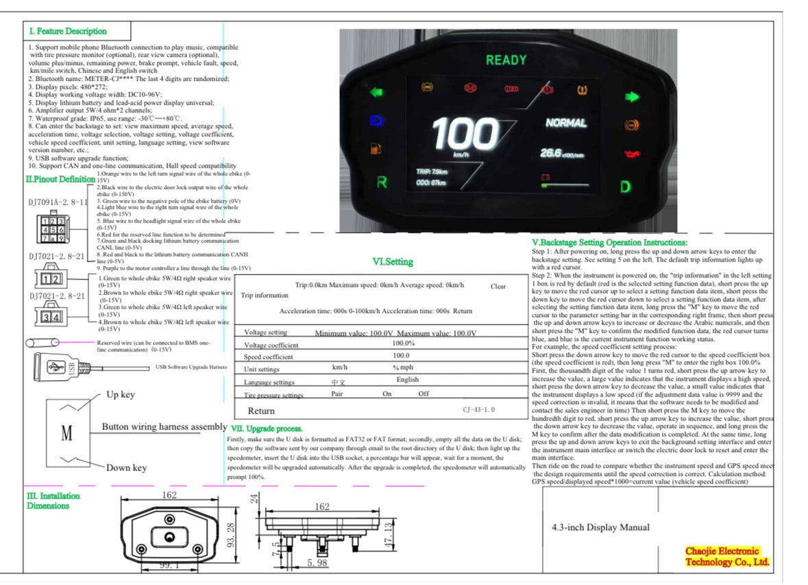Chaojie TFT 4.3" Display