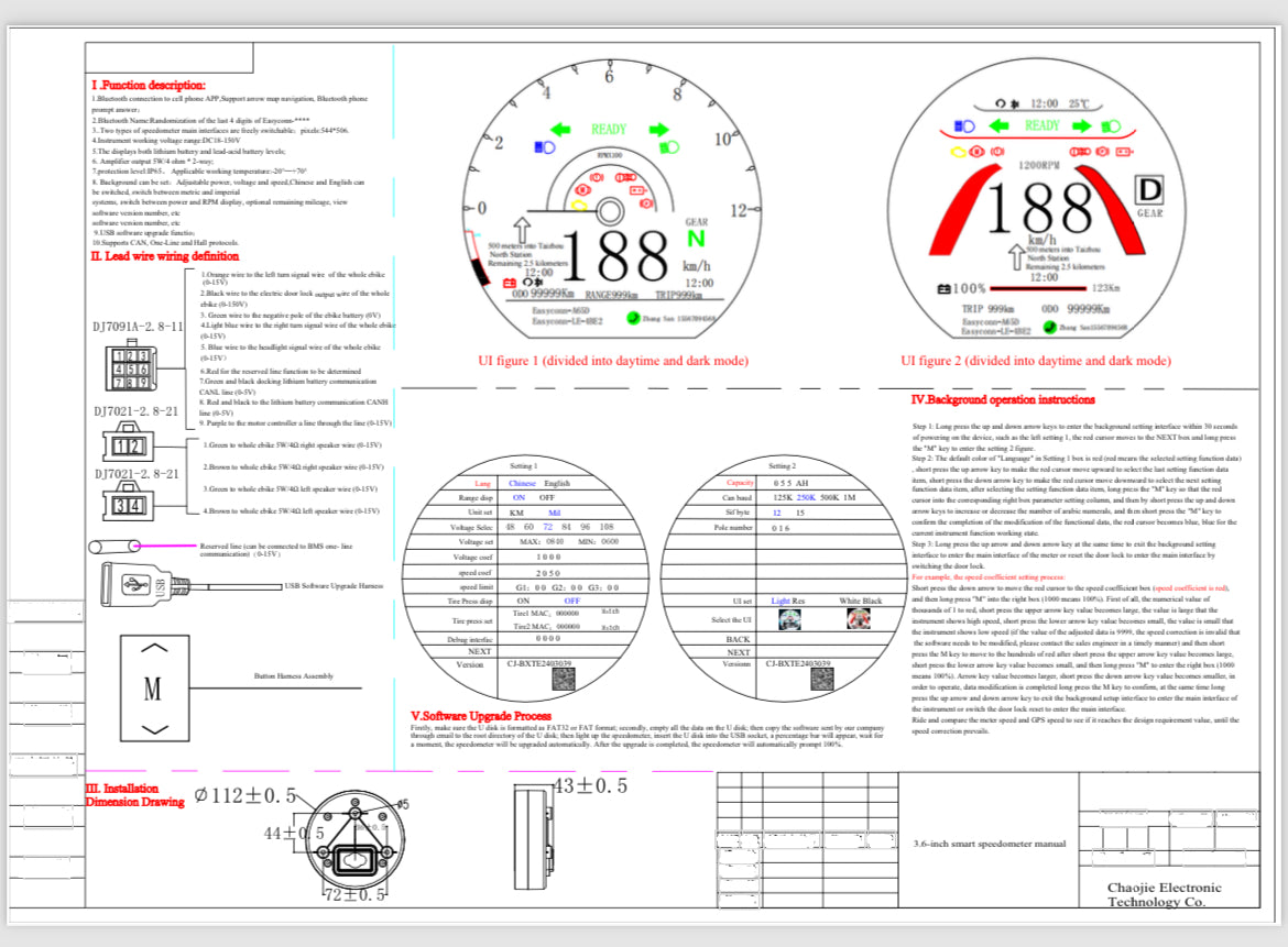 FarDriver Sinewave Controller:  Chaojie Display (Round) w Optional 3D Mount