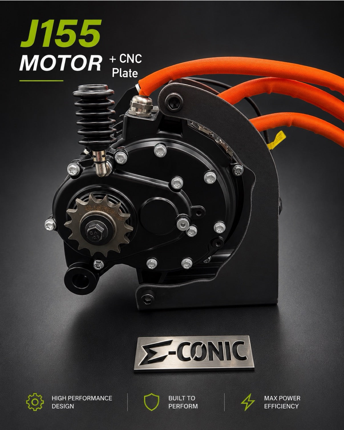 QSJ155A-36, 72V 5KW, Hairpin Encoder Motor with Gear Reduction (1 : 2.94); Inc Motor Plates